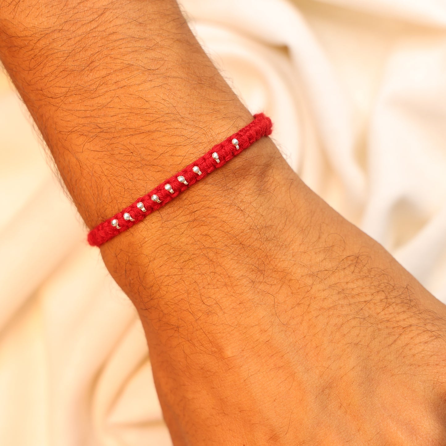 Silver Drop Buds Silver Rakhi