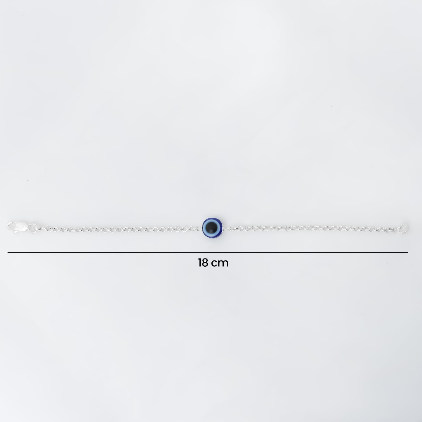 Sleek Chain Evil Eye Silver Bracelet