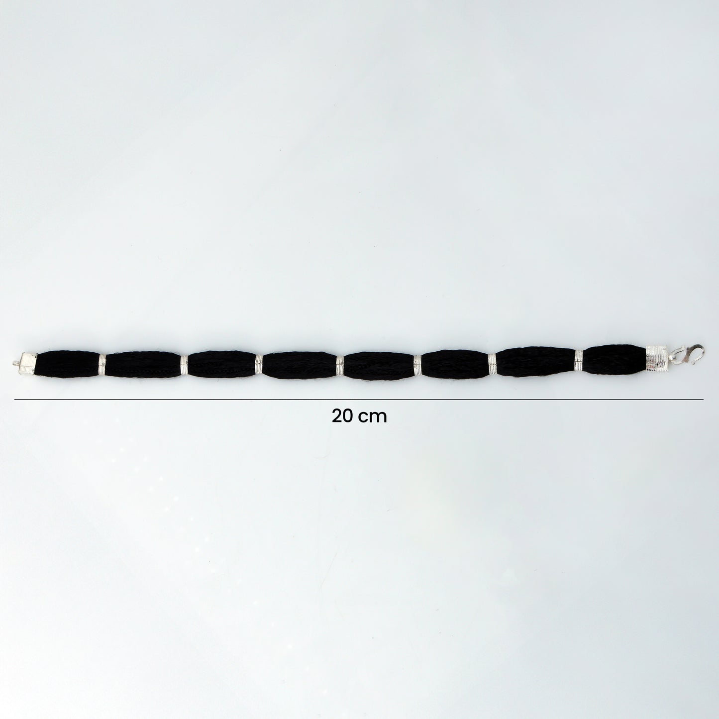 Silver Classy Black Thread Clipped Moli Bracelet for Boys