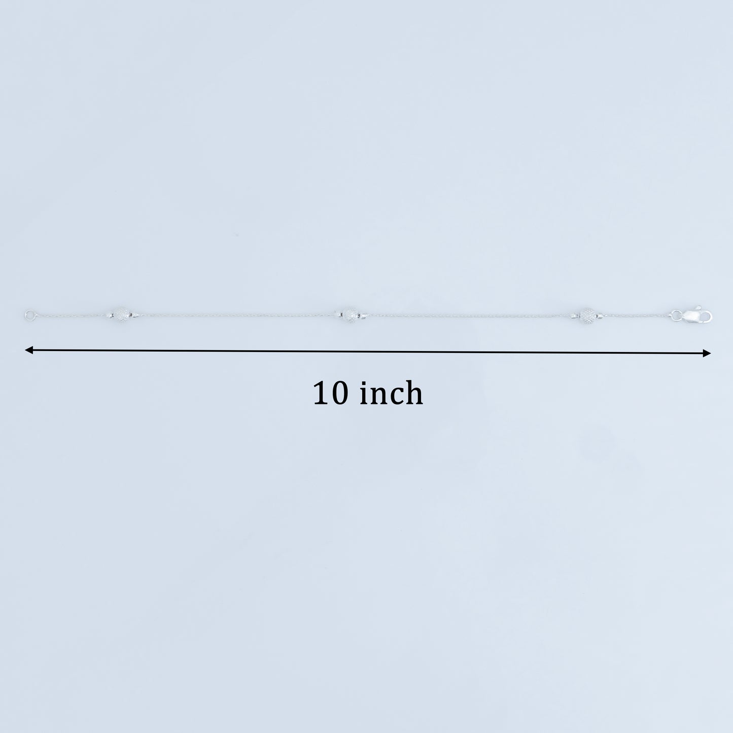 Twilight Bead Anklet Pure Silver Chain with Spherical Beads