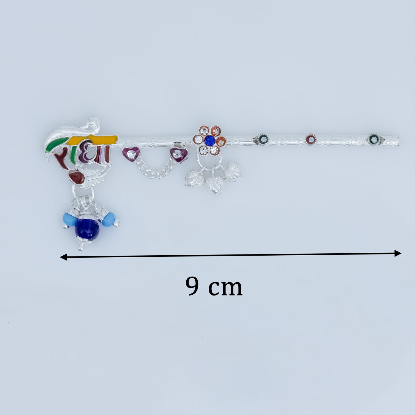 Multicolour Silver Krishna Flute “Radha” Written Design