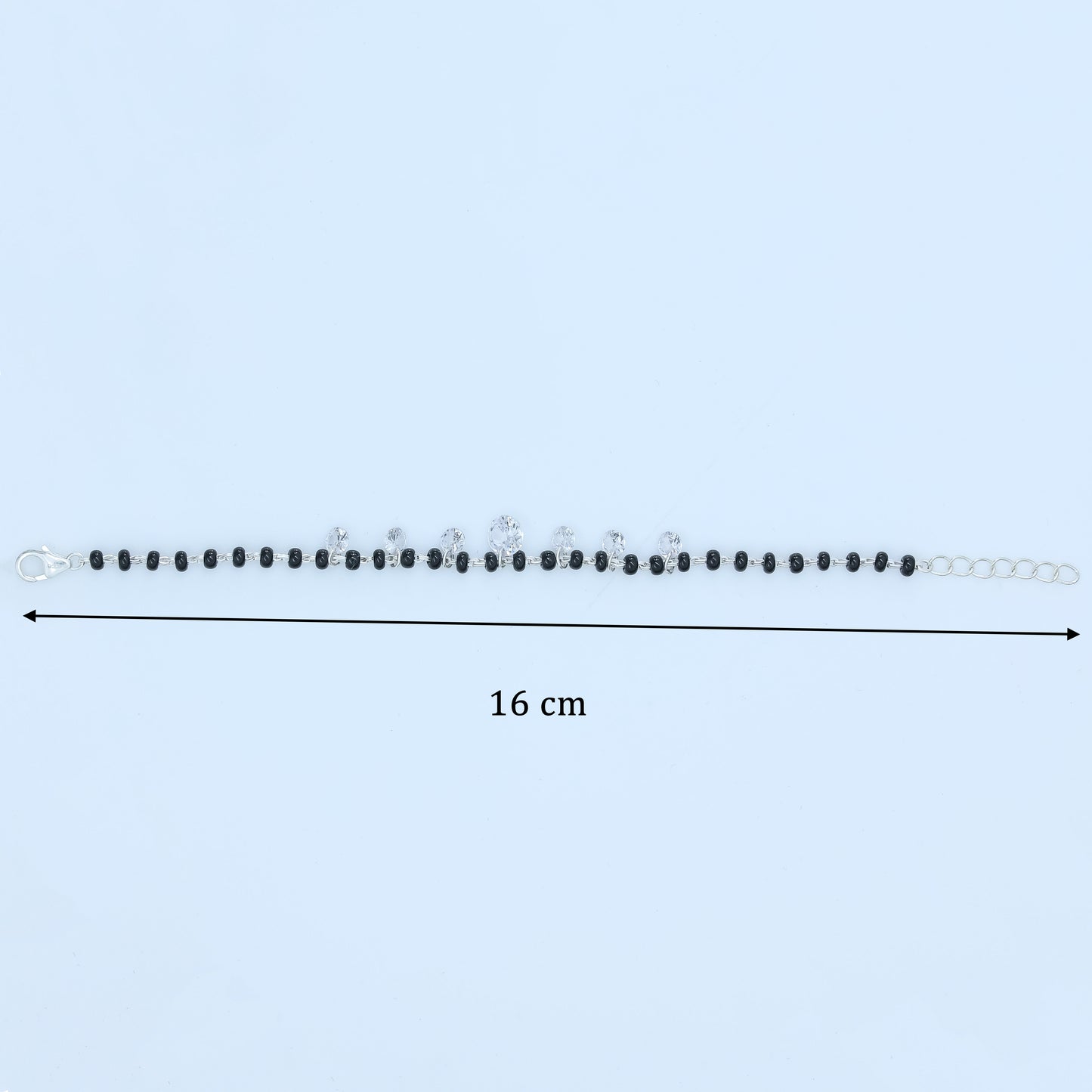 Baby Nazariya Black Beads Silver Bracelet with Drops