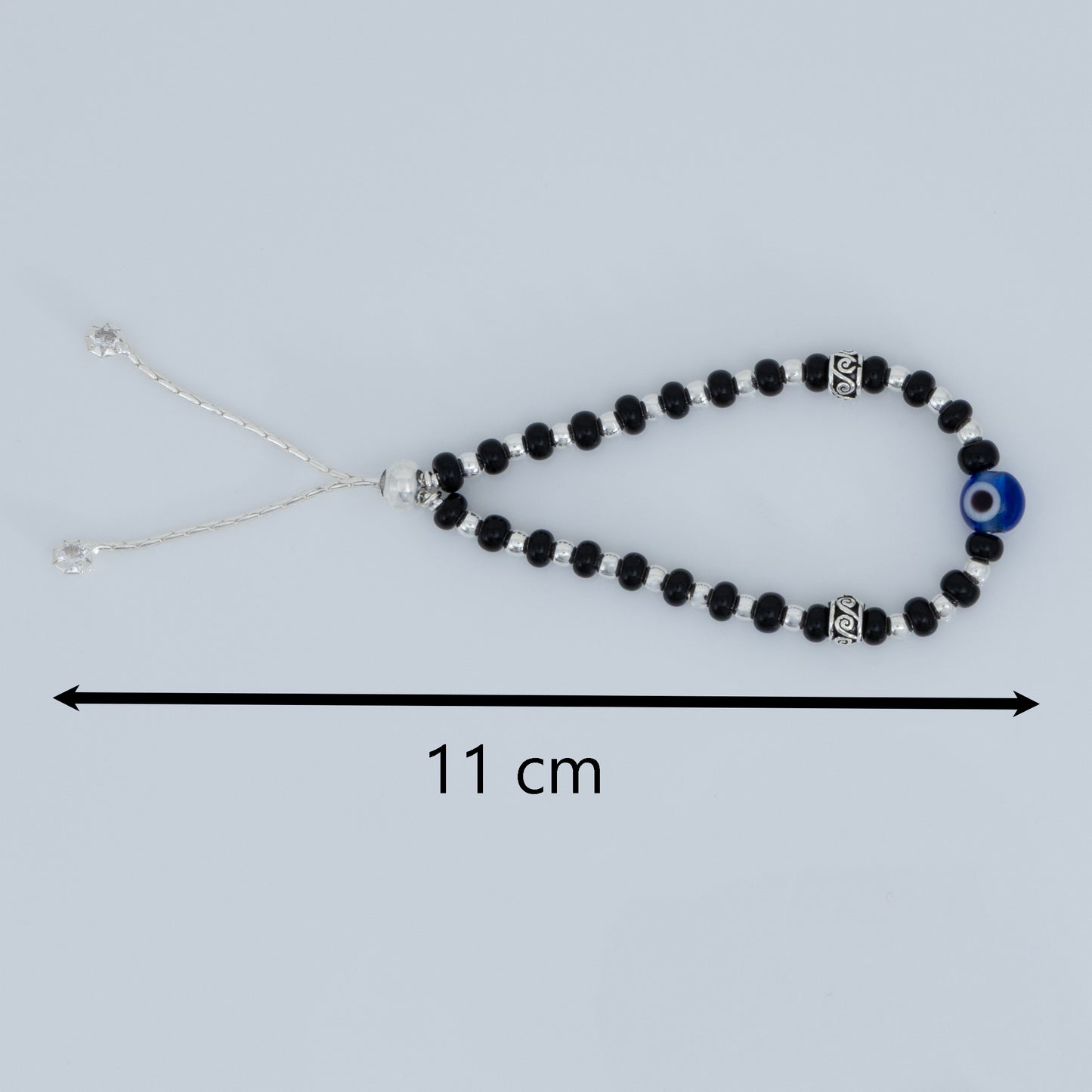 Trendy Blue Evil Eye Silver Bracelet Adjustable Nazariya