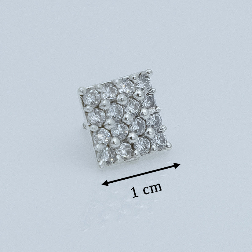 Classic Square Cluster Silver Earrings