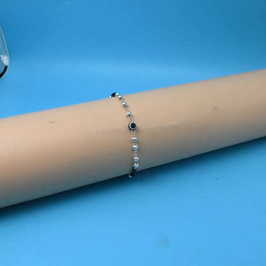 Black Evil Eye Bracelet With Black and Silver Beads For Girls