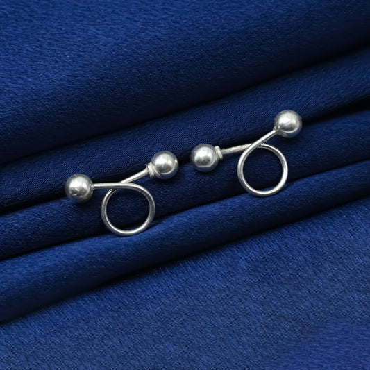Elegant Minimalist Double Spiral Silver Earrings
