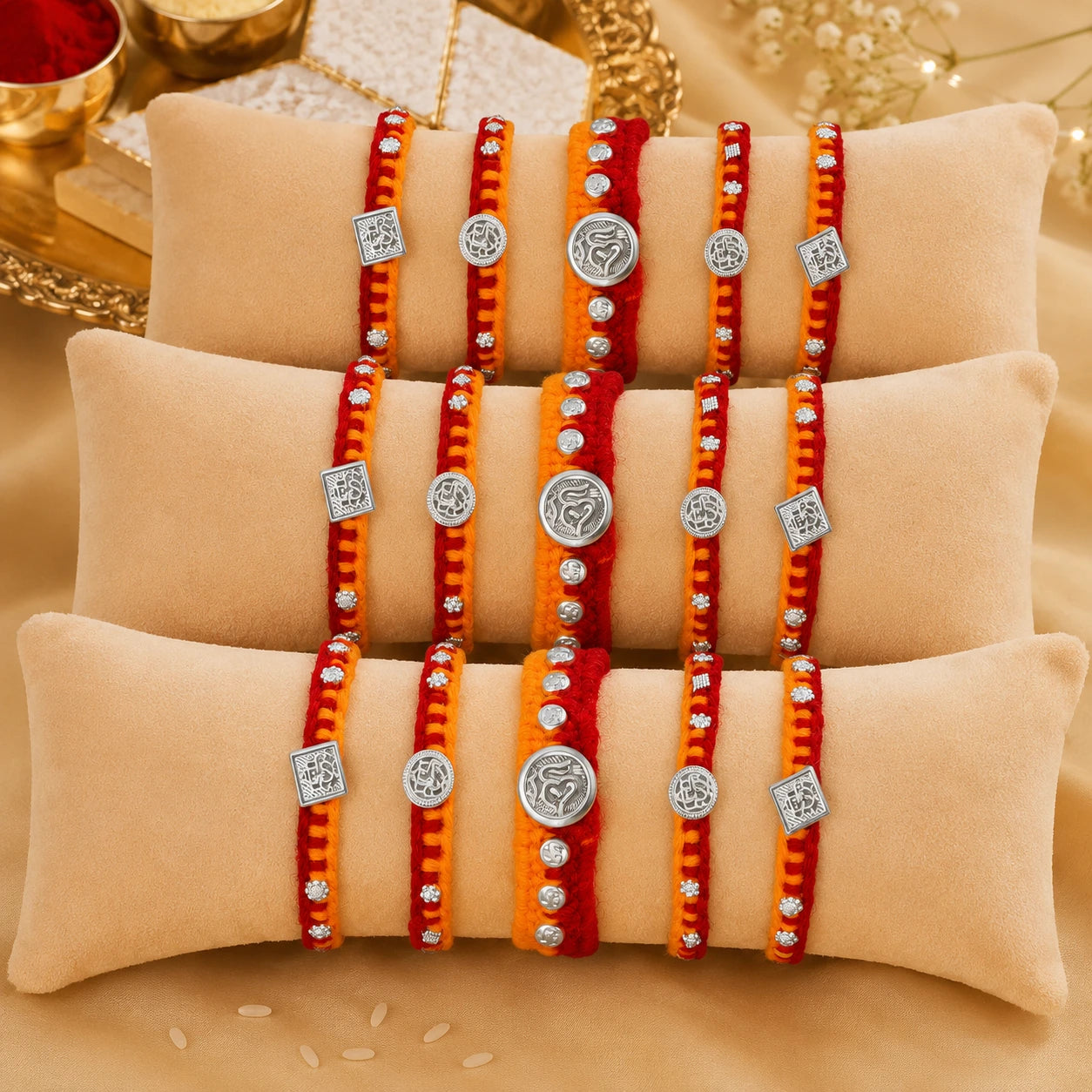 Divine Ganpati Silver Rakhi (combo)