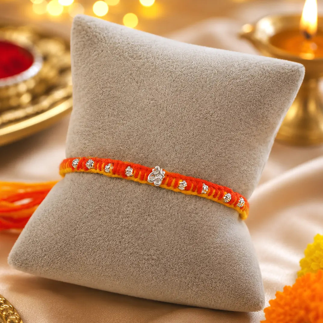 Divine Om Silver Rakhi Thread