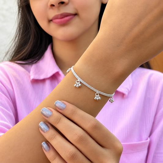 Elegant Ghungroo Charm Bracelet for Women – Silver & Gold Finish
