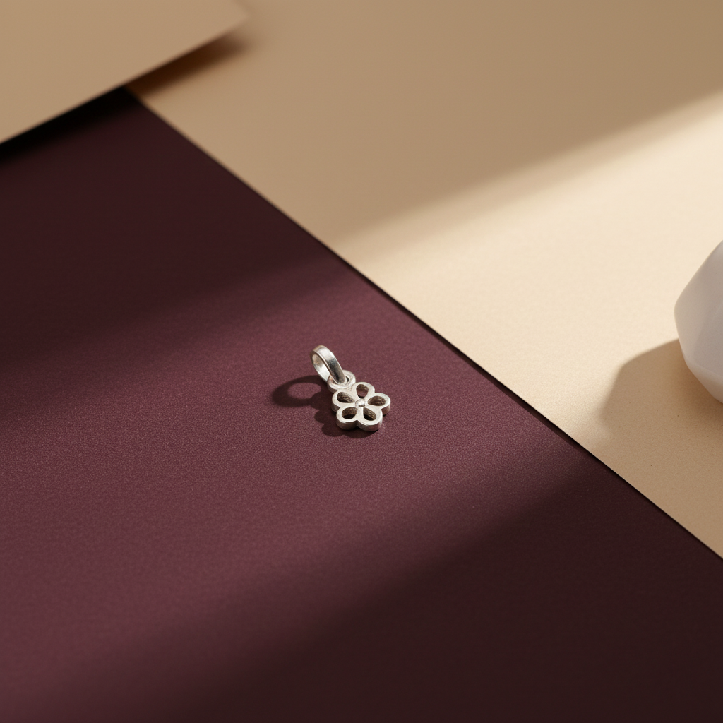 Floral Design Silver Pendant Charm