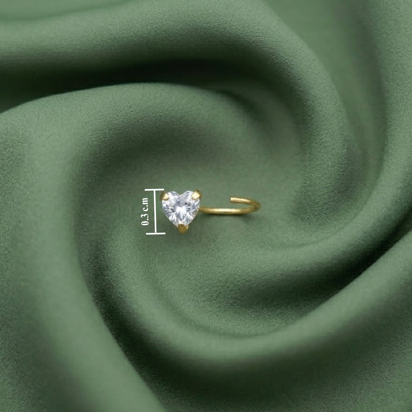 Gold Polish Heart Shape Diamond Nose Pin for Women