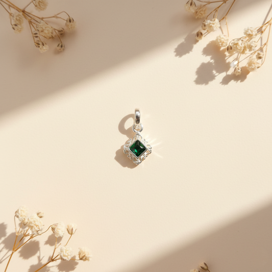 Square Stone Silver Pendant