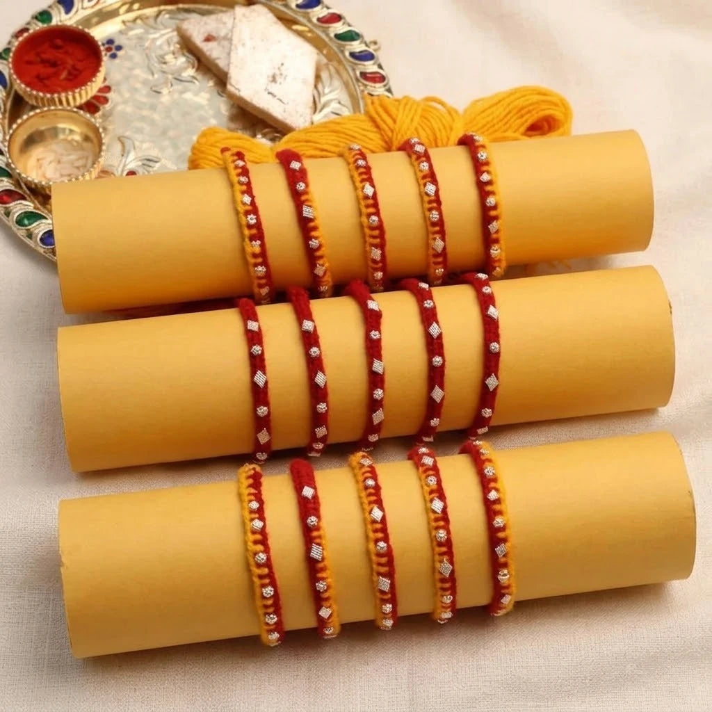 Handcrafted Silver Buds Rakhi Assorted Design