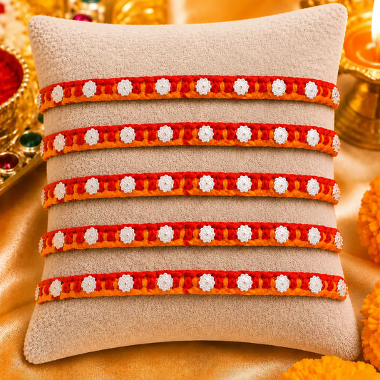 Handcrafted Silver Buds Rakhi Assorted Design (combo)