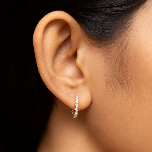 Handcrafted Twisted Silver Hoop Earrings