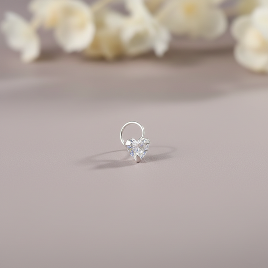 Heart Shape Diamond Nose Pin for Women