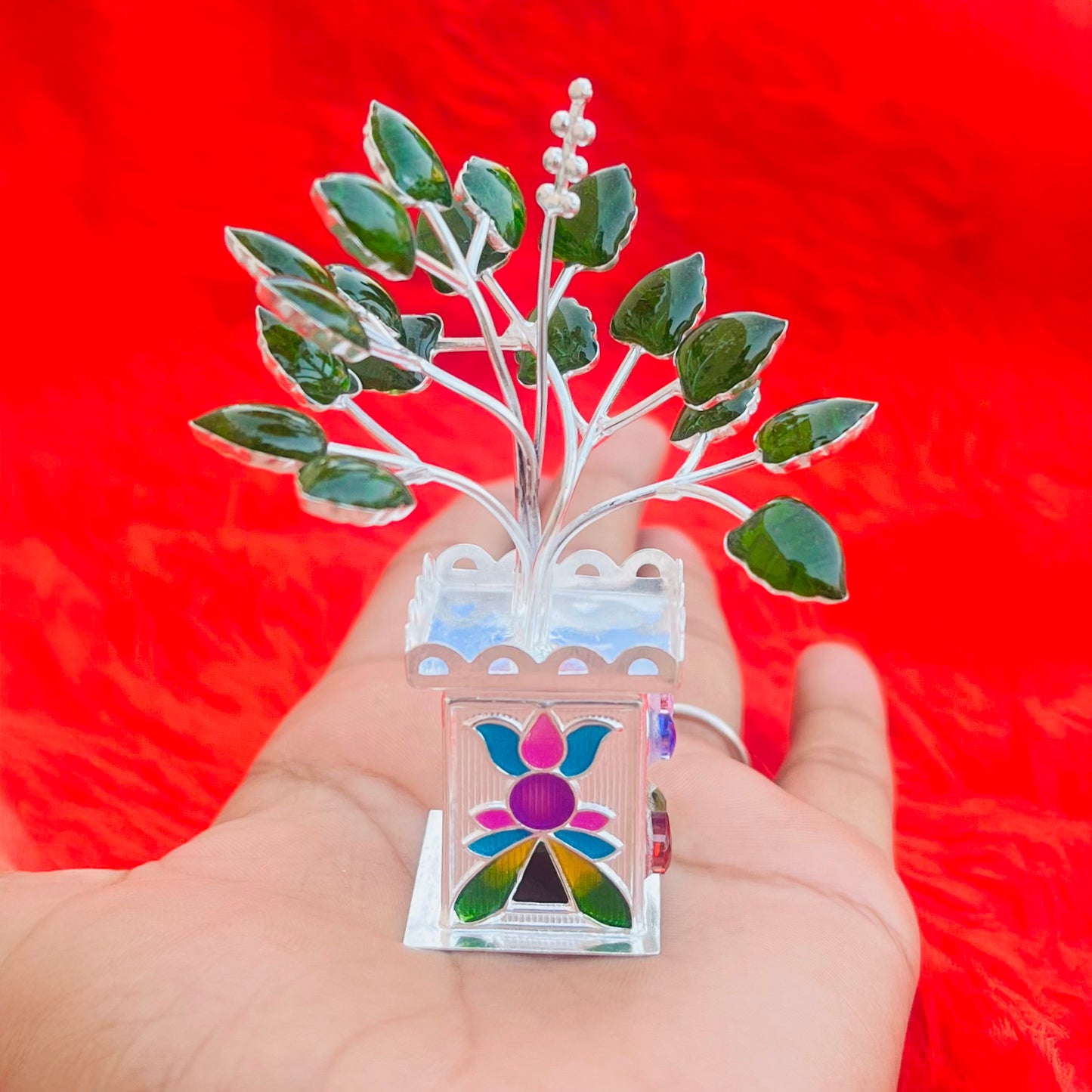 Beautiful Silver Tulsi Plant, Sacred Symbol of Purity and Devotion.