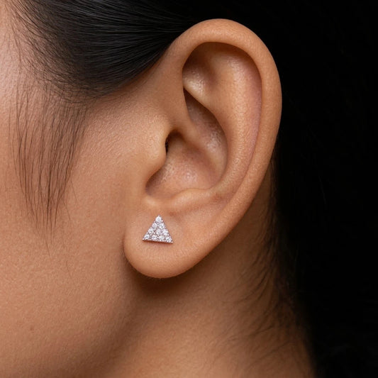 Minimal Triangle Silver Earring