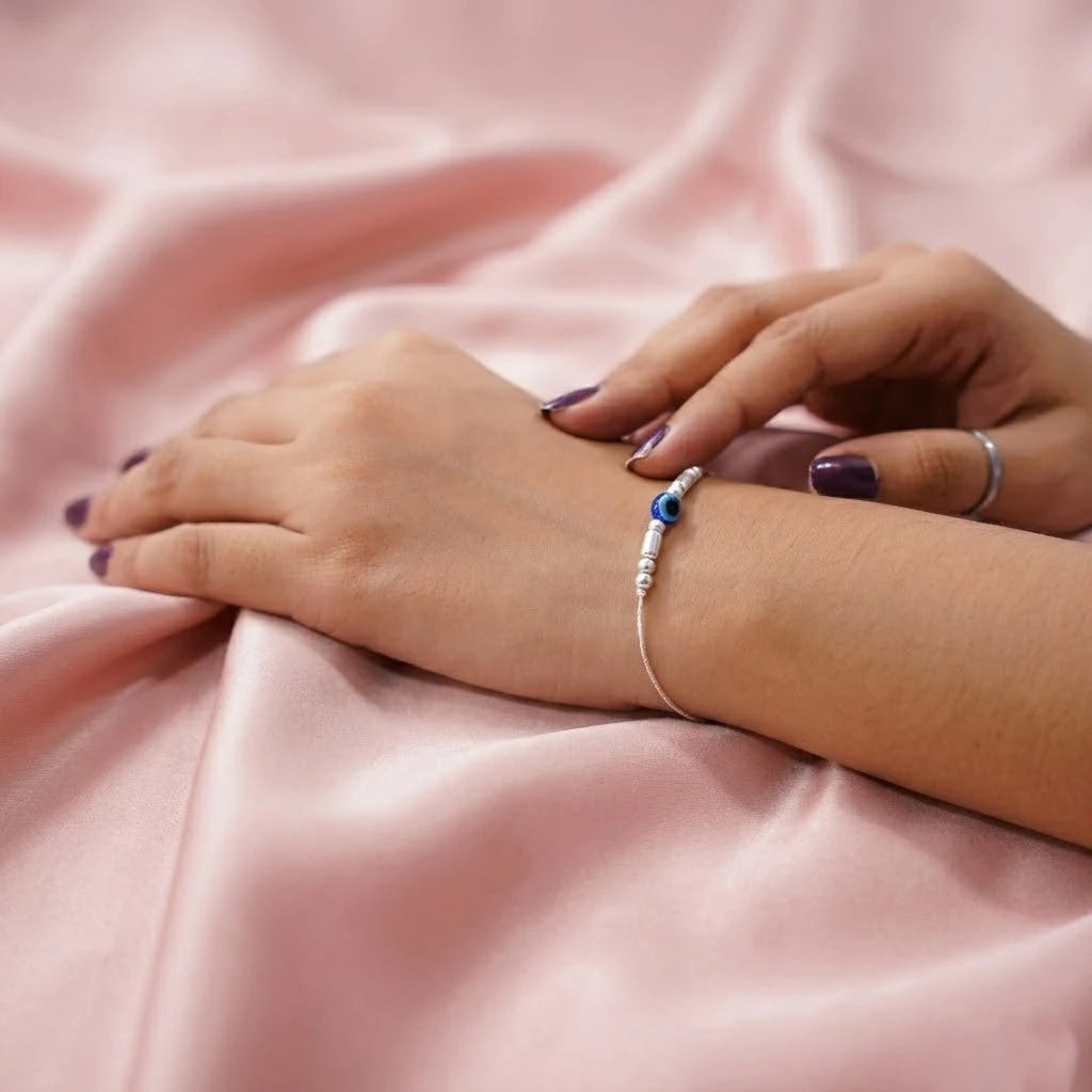 Minimalist Silver Evil Eye Bracelet