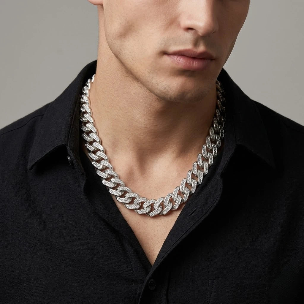 Modern Elegance Thick Silver Cuban Chain for Boys