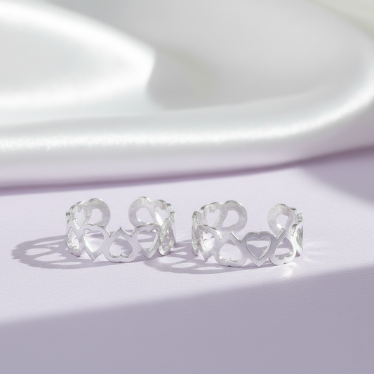 Modern Heart Shape Silver Toe Ring(Bichiya)