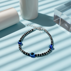 Nazar Suraksha (Evil Eye) Black Bead Bracelet for women