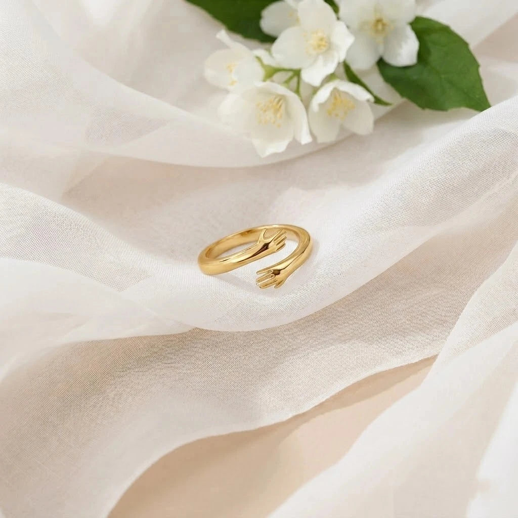 Open Arms Silver Hug Ring