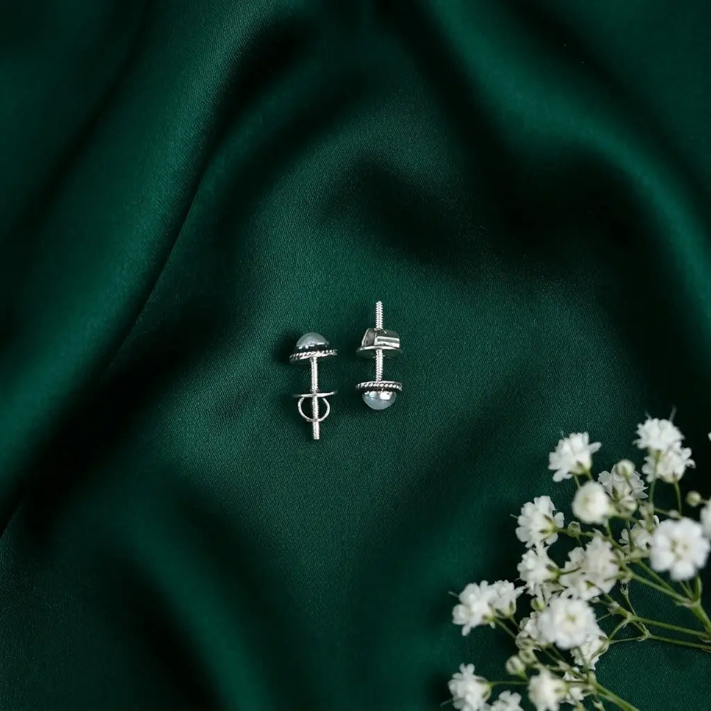 Oxidised Silver Pearl Earrings for Women & Girls