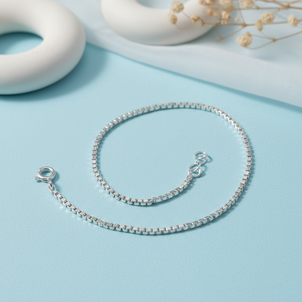 Premium Box Link Bracelet Pure Silver & Gold Polished Finish