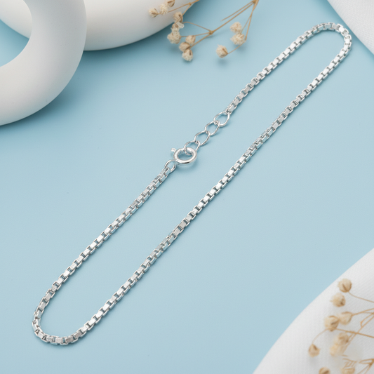 Premium Box Link Bracelet Pure Silver & Gold Polished Finish