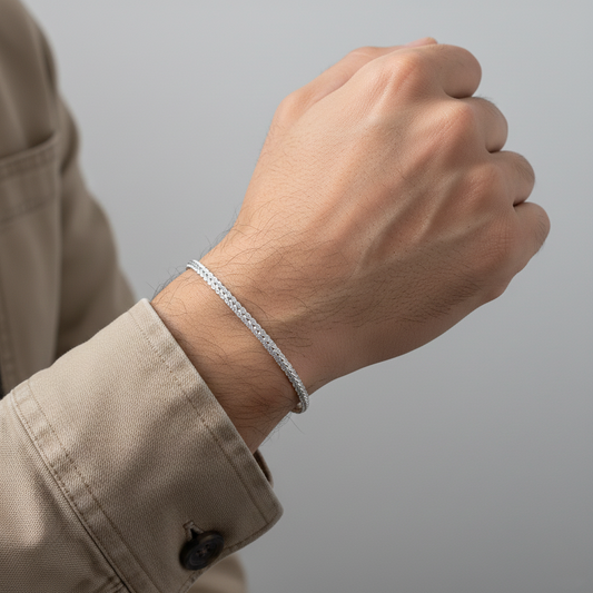 Premium Plain Silver Bracelet for Boys