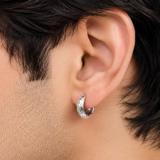 Premium Textured Silver Hoop Earrings