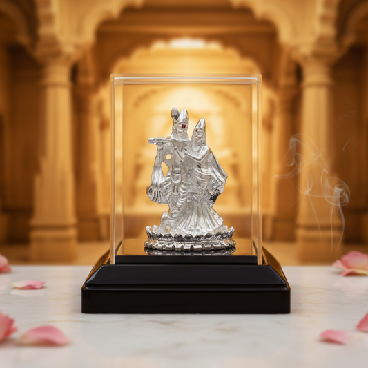 Premium Silver Plated Radha Krishna Idol for Gifting