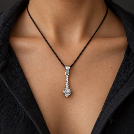 Pure Silver Spiral Ball Pendant with Intricate Beaded Detailing