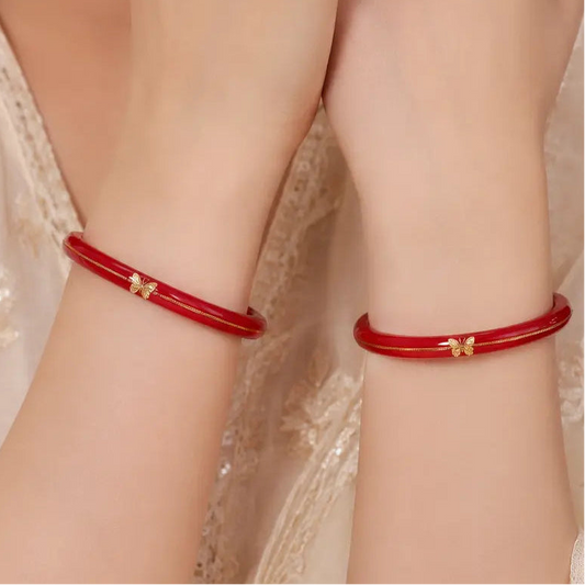Red Butterfly Glass Bangles