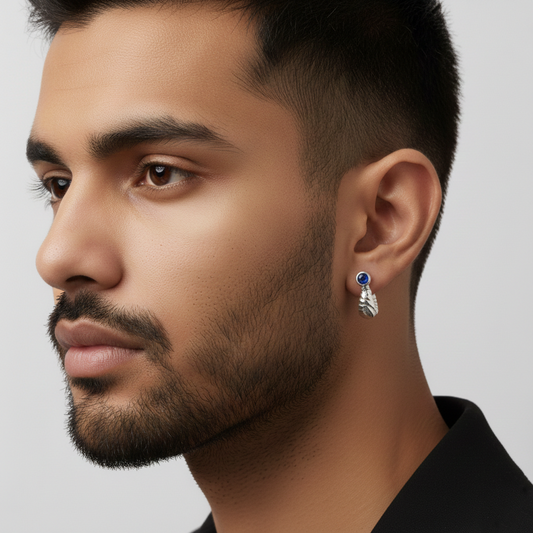 Royal Stone Textured Silver Bali For Boys