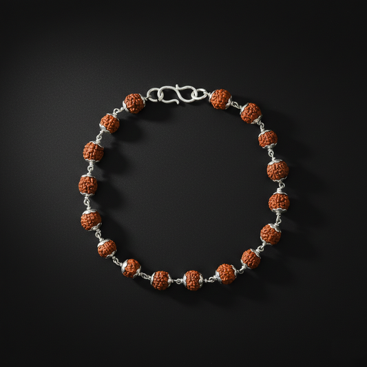 Shri Kedar Ruj Edition Silver Rudraksha Bracelet