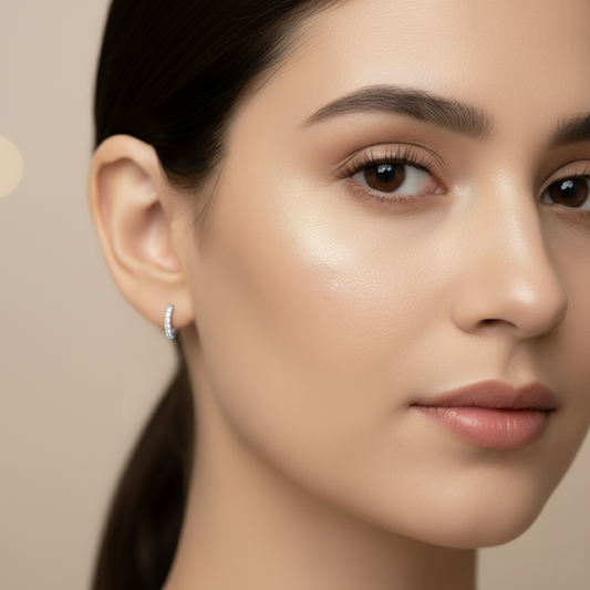 Silver CZ Hoop Earrings Elegant Everyday Style