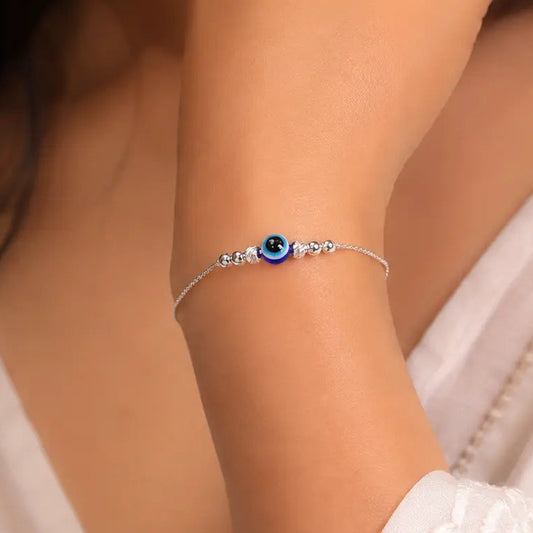 Silver Finish Evil Eye Bracelet for Girls & Women