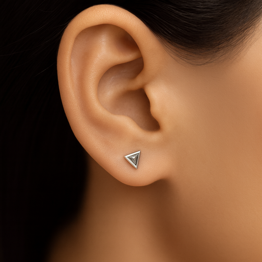 Silver Triangle Pendant & Earrings Set