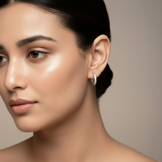 Silver CZ Hoop Earrings Elegant Everyday Style