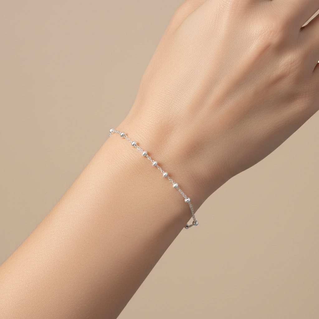 Silver Chain Bracelet with Beads