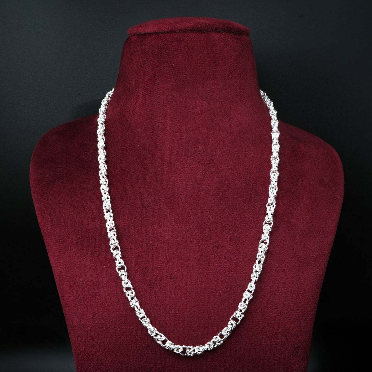 Silver Chain Unique Bud Twist Pattern for Boys