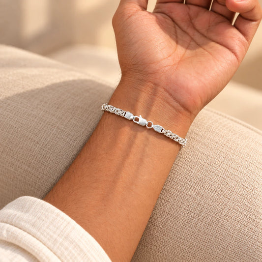 Silver Elegant Rope Link Chain Bracelet for Boys