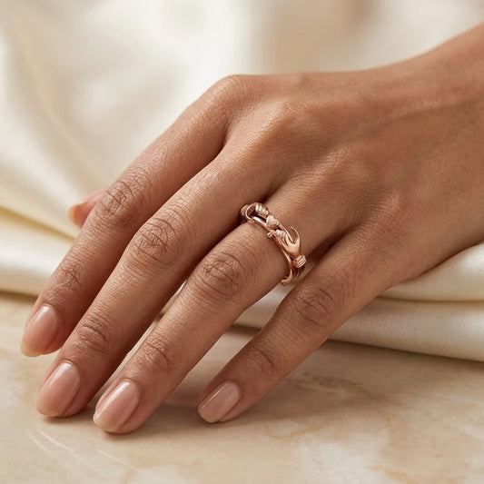 Silver Gold Rose Hug Ring