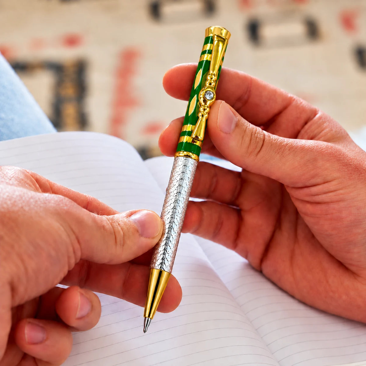 Silver Green Design Pen