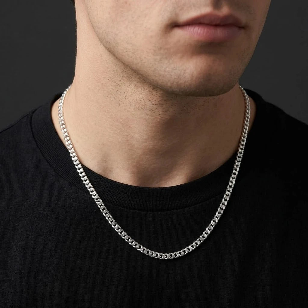 Silver Interlinked Rainy Chain for Boys