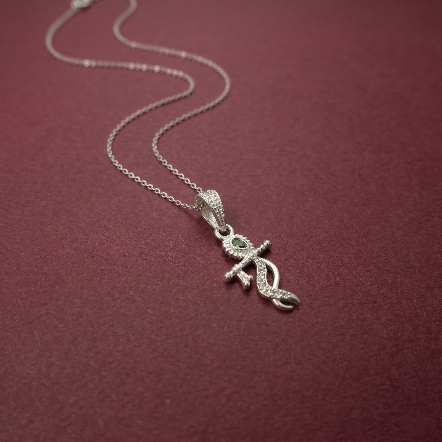 Silver Lord Krishna Flute Pendant With Stone for Men & Women