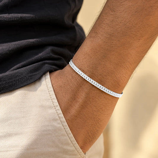 Silver Multi-Row Chain Bracelet for Boys