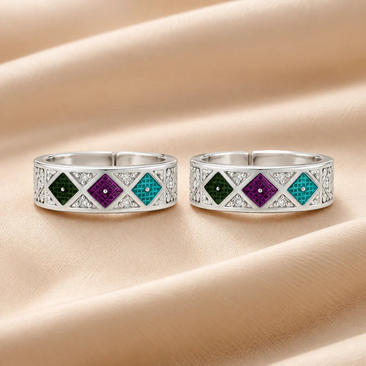 Silver Multi Color Square Shape Design Bichhiya for Girls